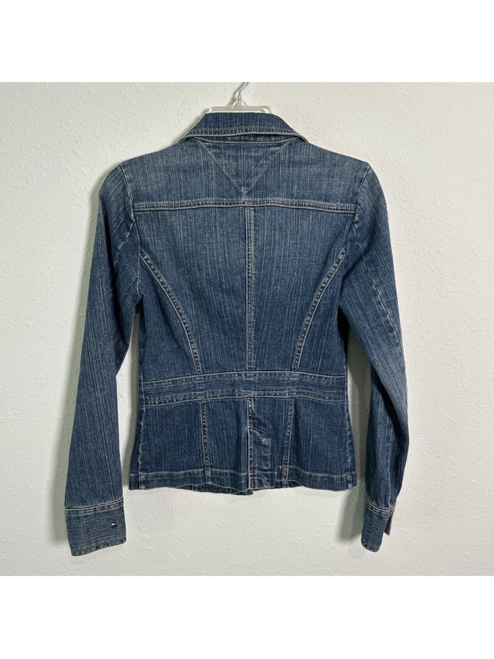 Tommy Hilfiger Women's XS Jacket Blue Denim Fitted Buttons Pockets Logo Stitched - Picture 8 of 13